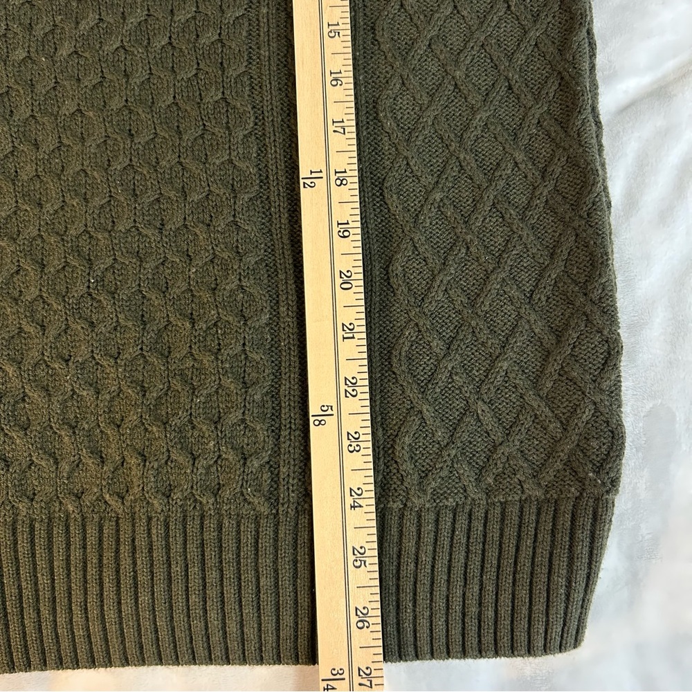 Nike Men's Swoosh Cable Knit Turtleneck Sweater Army Green sz S Athleisure - Picture 9 of 10